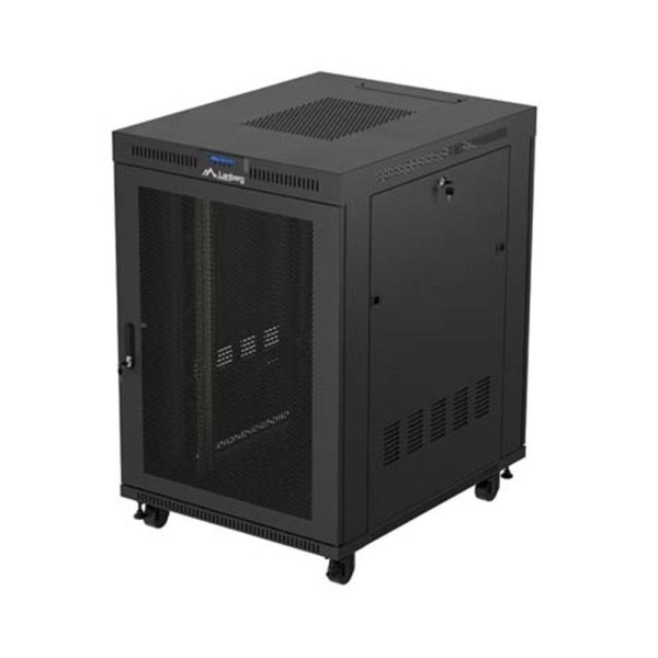 Armario lanberg rack 19 pulgadas 22u - 800x1000 flat pack puerta perforada con lcd negro