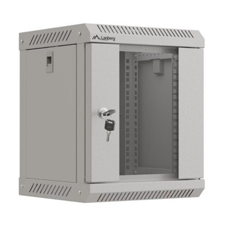Armario lanberg mural rack 10 pulgadas 6u - 300x300 flat pack gris puerta cristal