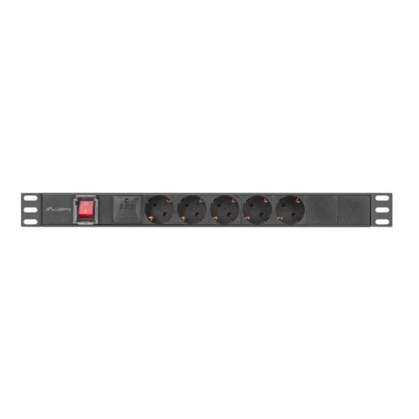 Regleta lanberg 1u 16a rack 19 pulgadas 5x socket schuko negro 2m