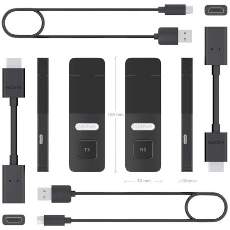 Adaptador de vídeo inalámbrico HDMI a HDMI Aisens ASWL-H2K30M001-BK