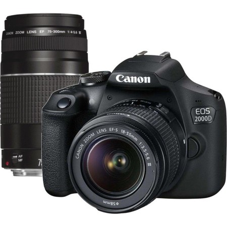 Camara reflex canon eos 2000d  ef - s 18 - 55dc  ef 75 - 300 24.1mpx negro
