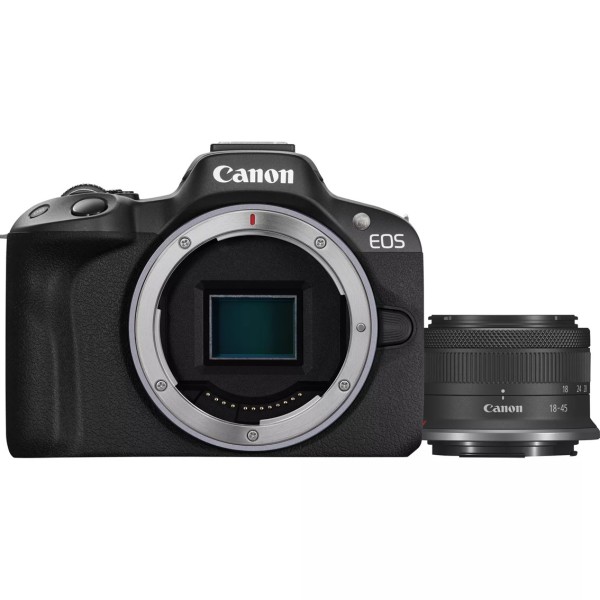 Camara reflex canon eos r50 black  rf - s 18 - 45 f4.5 - 6.3 is stm 24.2mpx negro
