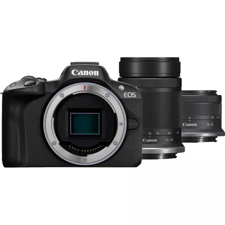 Camara reflex canon eos r50 bk  rf - s 18 - 45 is stm - s 55 - 210 is stm 24.2mpx negro