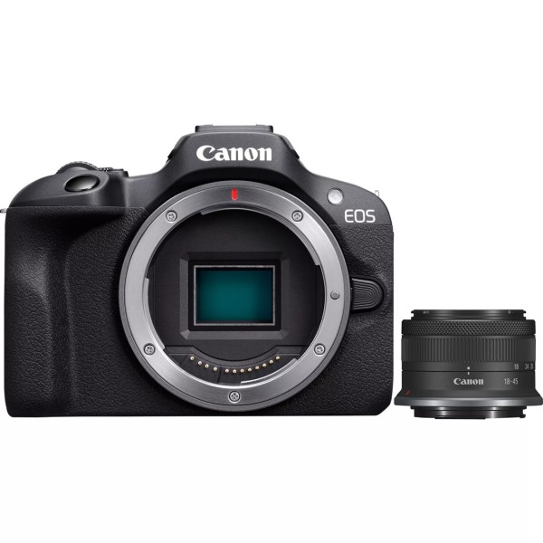 Camara reflex canon eos r100  rf - s 18 - 45 is stm 24.1mpx negro