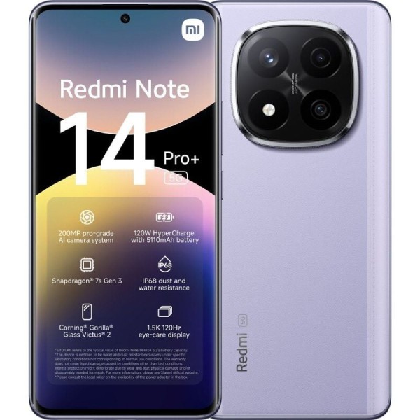 Smartphone Xiaomi Redmi Note 14 Pro+ 8GB/ 256GB/ 6.67″/ 5G/ Púrpura