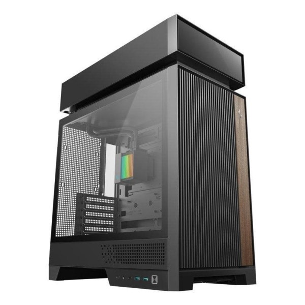 Caja ordenador gaming deepcool cl6600 wh atx rgb cristal templado negra y madera