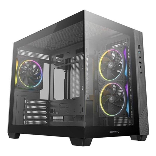 Caja ordenador gaming deepcool cg330 3f matx argb cristal templado negra