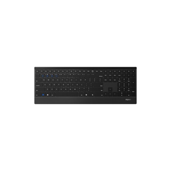 TECLADO RAPOO WIRELESS Y BLUETOOTH E9500M PORTUGUES 2.4GHz BT 3.0 4.0 DISEÑO ULTRAFINO NEGRO