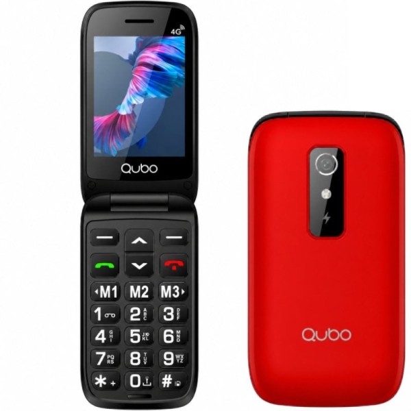 Teléfono Móvil Qubo P-220RD 4G para Personas Mayores/ Rojo