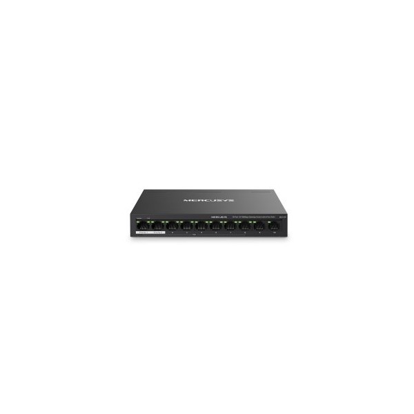 SWITCH POE+ NO GESTIONABLE MERCUSYS MS110P 10P 10/100 CON 8P POE+ 65W ETHERNET MINI DESKTOP