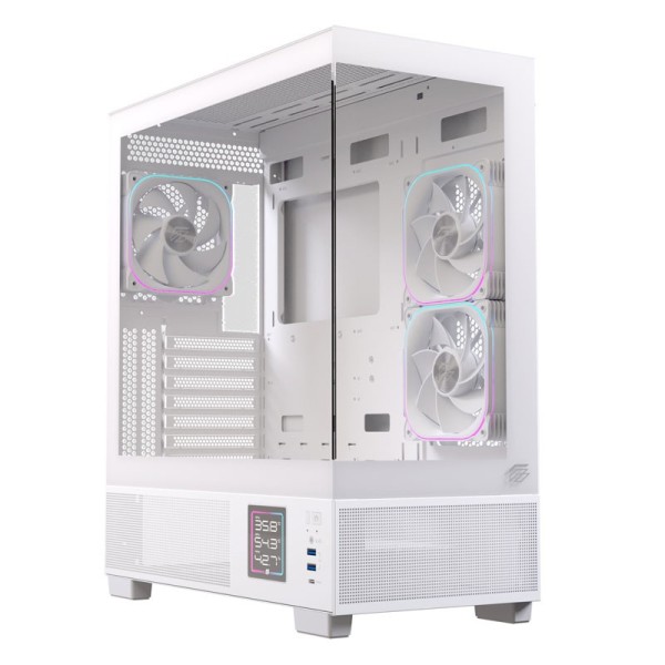 Caja ordenador gaming einarex s501d atx rgb cristal templado blanca