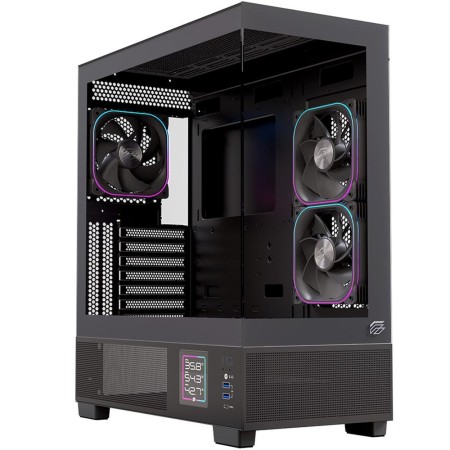 Caja ordenador gaming einarex s501d atx rgb cristal templado negra