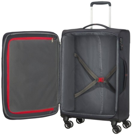 Maleta Mediana American Tourister Crosstrack Spinner Expansible 67cm/ 67.5x42x27.5cm/ 4 Ruedas/ Gris y Rojo