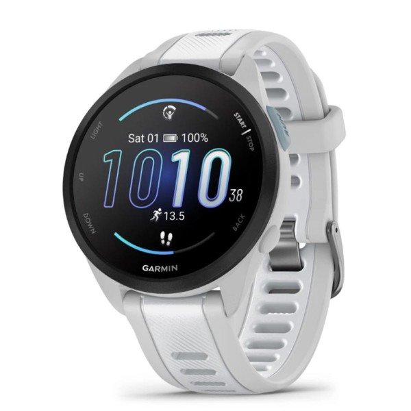 Smartwatch garmin forerunner 165 43mm blanco reloj inteligente para correr con gps - pantalla táctil amoled - métricas optimizad