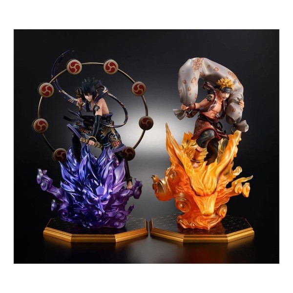Pack 2 figuras megahouse naruto shippuden naruto dios del viento  sasuke dios del trueno