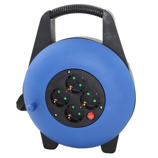 Regleta alargadera enrollacables 4 tomas - 15m - 16a - 250v - 3x1.5mm - color azul