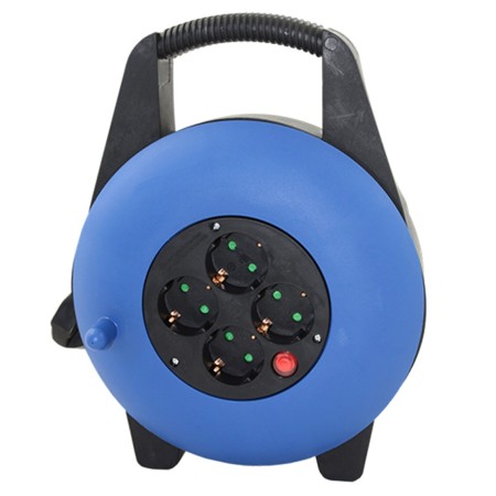 Regleta alargadera enrollacables 4 tomas - 10m - 16a - 250v - 3x1.5mm - color azul