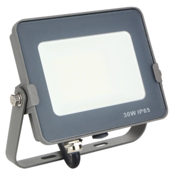 Foco led silver electronics forge+proyector ips 65 30w - 300w - 3700k luz calida - 2400lm color gris