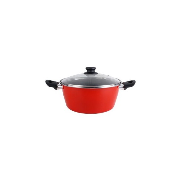 CACEROLA CON TAPA CRISTAL MAGEFESA K2 ROJO 28 ACERO ANTIADHERENTE ACERO INOXIDABLE TODO TIPO