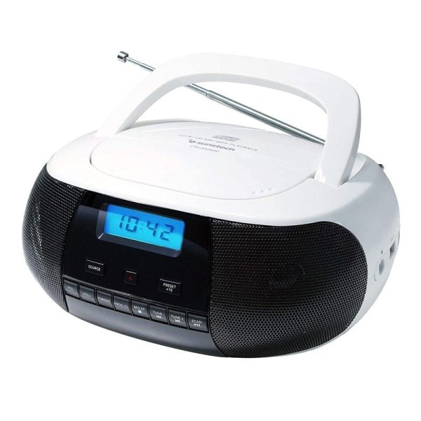 Radio CD Sunstech CRUSM400WT/ con Cable/ Blanca