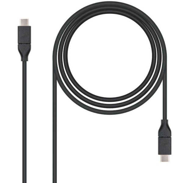 Cable USB 3.2 Tipo-C Nanocable 10.01.4101/ USB Tipo-C Macho - USB Tipo-C Macho/ hasta 100W/ 1m/ Negro