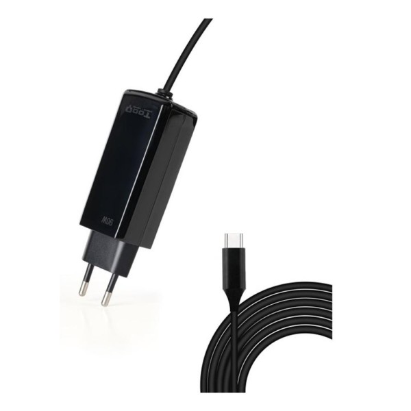 Cargador de pared tooq tqlc - usbcgan90pd - c 90w usb - c negro portatil