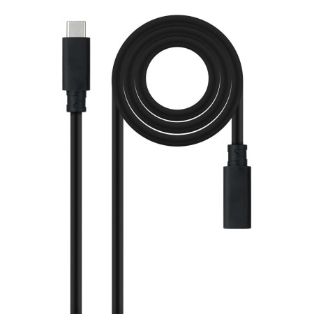 Cable prolongador nanocable usb - c 3.2 gen2x2 20gbp 100w - 5a 4k - 60hz usb - c - m - usb - c - h negro 1 m alargador