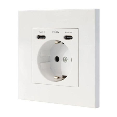 Nanocable Base Pared toma SCHUKO 2USB Max .2.4A