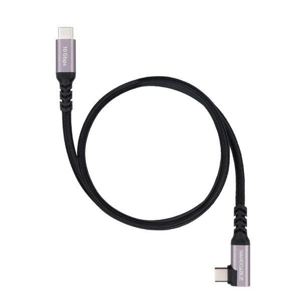 Cable nanocable usb - c 3.2 gen2 acodado 100w 1m