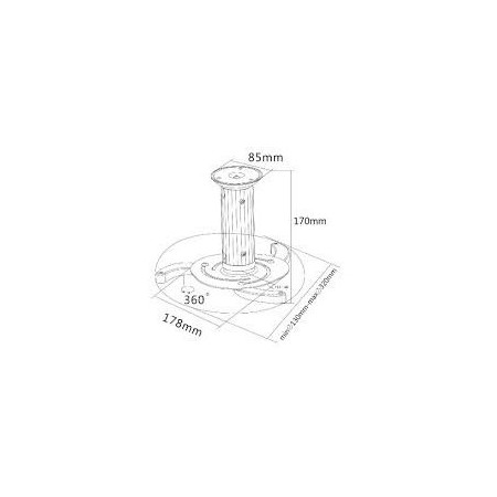 SOPORTE TECHO PARA PROYECTOR DTI BR-PROYECTOR 15KG COLOR PLATA Y NEGRO