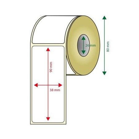 PACK DE 6 ROLLOS DE ETIQUETAS ADHESIVAS TERMICAS BLANCAS APPROX ANCHO 80mm TAMAÑO ETIQUETA 38x90mm 4