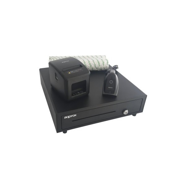 KIT TPV APPROX CAJON APPCASH01 NEGRO + SCAN APPLS22 + IMP. TERM. APPPOS80AM-USB + PAPEL CYT8060BPA