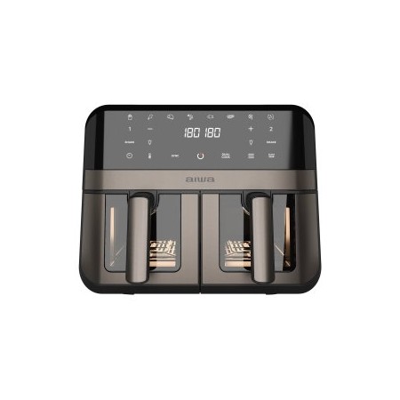 FREIDORA POR AIRE AIWA FUTAGO AFR-9000 9L 2400W 8 PROGRAMAS DOBLE CESTA Y VENTANA ACERO