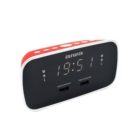 RADIO DESPERTADOR AIWA CRU-19 RED 2 PUERTOS USB DE CARGA 5V 2.4A