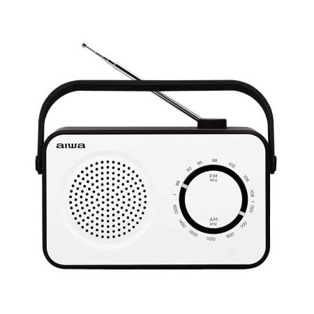 RADIO VINTAGE CON ALTAVOZ AIWA R-190BW AM/FM ALTAVOZ 4″ Y JACK 3.5mm DISEÑO SOFT TOUCH STYLISH COLOR