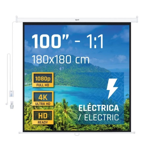 iggual Pantalla eléctrica 1:1 100″ 180x180 cm