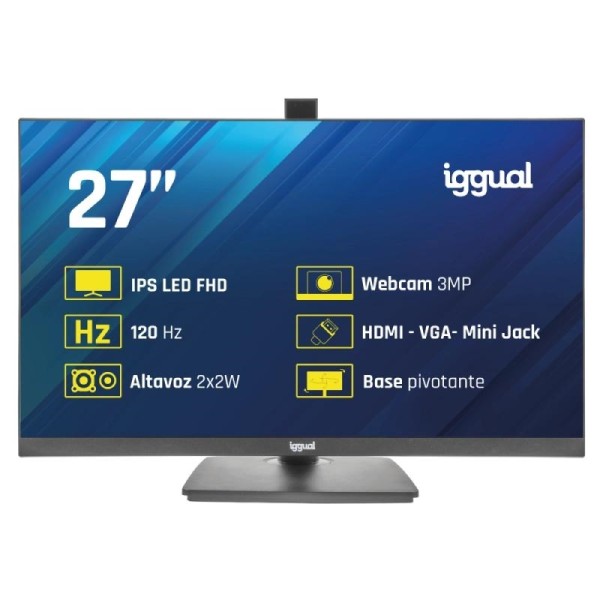 iggual Monitor 27″ 120Hz 1ms HDMI VGA MM AA webcam
