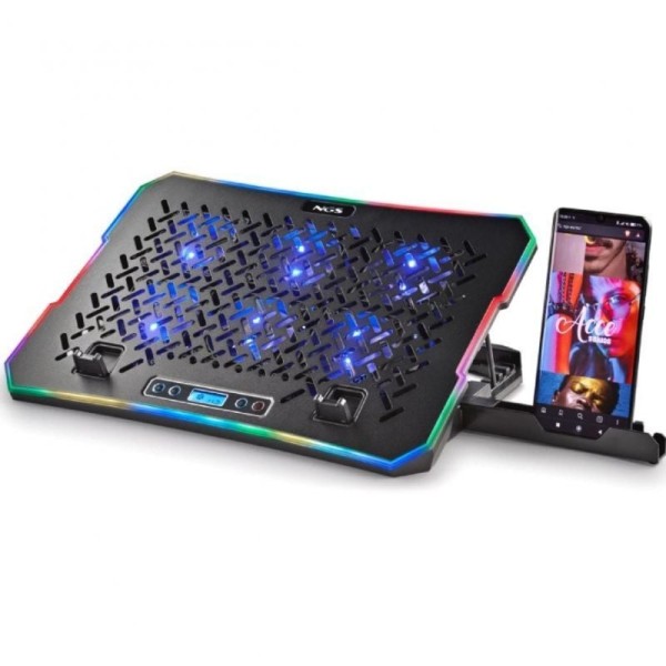 Soporte Refrigerante NGS Hero Stand para Portátiles hasta 15.6″/ Iluminación LED