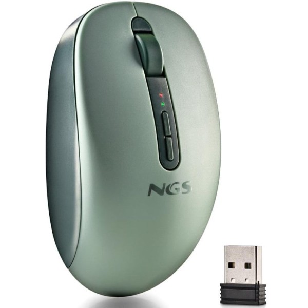 Ratón Ergonómico Inalámbrico NGS Fog Dual FOGDUALGREEN Silencioso/ Hasta 1600 DPI/ Verde