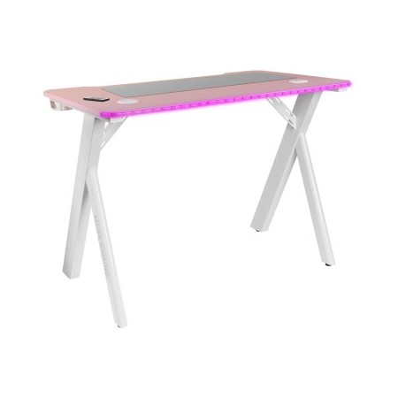 MESA MARS GAMING MGD RGB BLANCA CON TABLERO ROSA CHASIS ACERO TABLERO 100X60cm ALTURA 74cm RGB