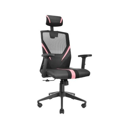 SILLA ERGONOMICA MARS GAMING MGC-ERGO NEGRA CON DETALLES EN ROSA RESPALDO EN MALLA TRANSPIRABLE AJUS