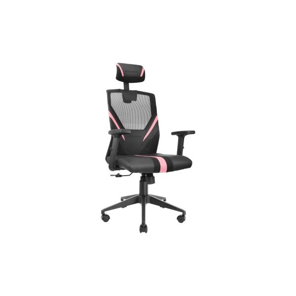 SILLA ERGONOMICA MARS GAMING MGC-ERGO NEGRA CON DETALLES EN ROSA RESPALDO EN MALLA TRANSPIRABLE AJUS