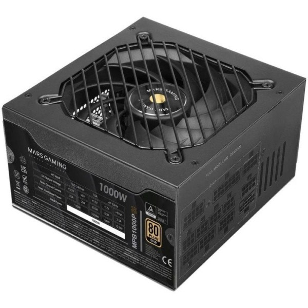 Fuente de Alimentación Mars Gaming MPB1000PSI/ 1000W/ Ventilador 14cm/ ATX 3.1/ PCIe 5.1/ 80 Plus Gold