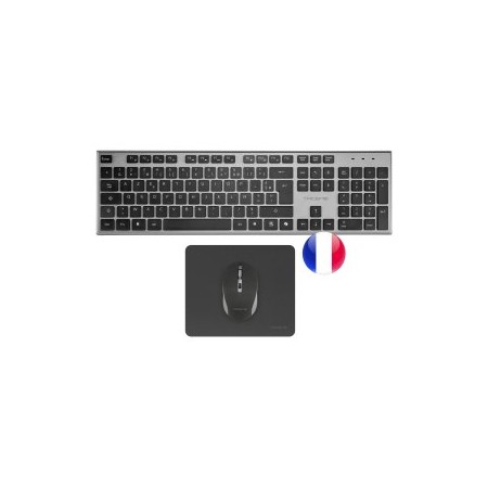 Teclado + raton tacens 6zenithfr inalambrico gris frances + alfombrilla