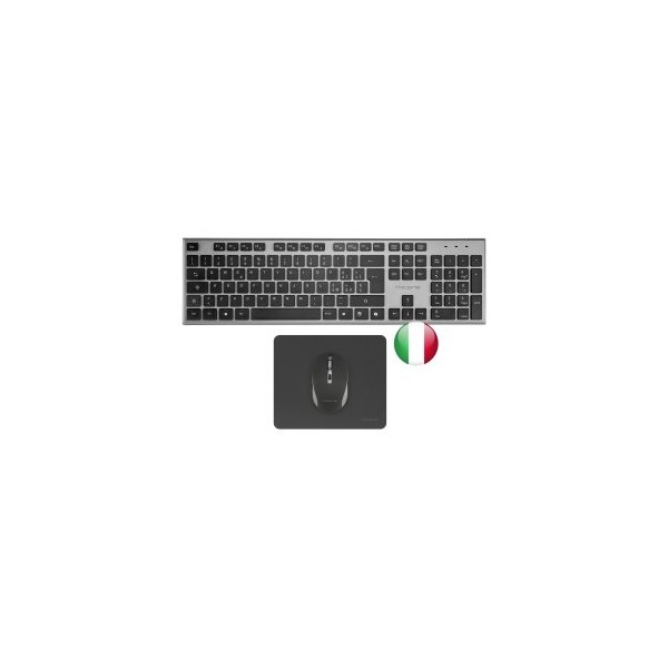 Teclado + raton tacens zenith inalambrico gris italiano + alfombrilla