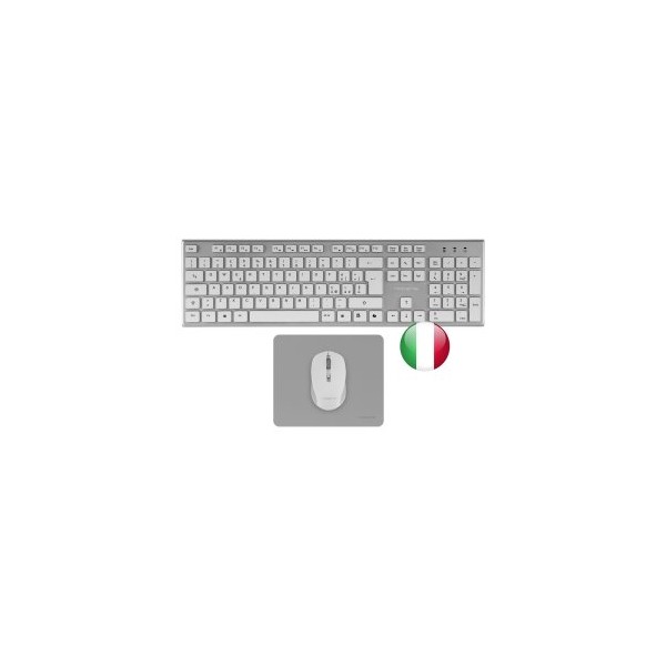 Teclado + raton tacens zenith inalambrico plata italiano + alfombrilla