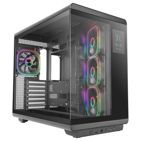 Caja ordenador mars gaming mc - revpro atx argb lcd 4.3 pulgadas cristal templado negra