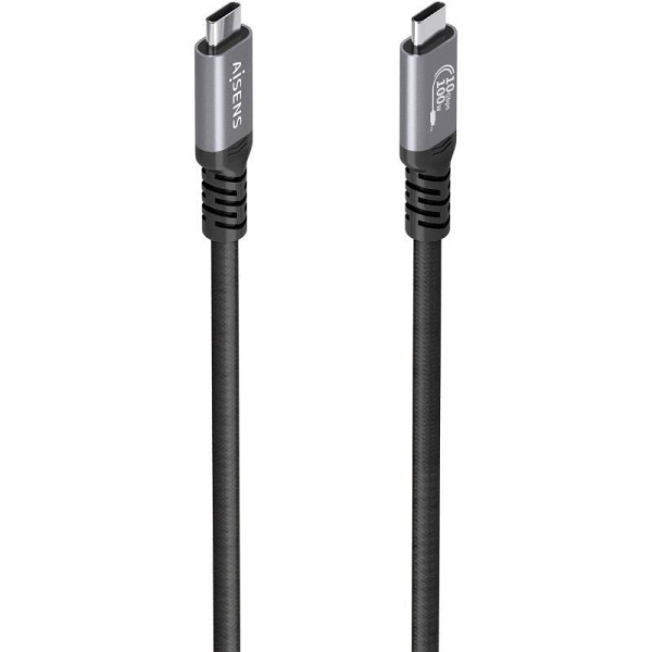 Cable USB 3.2 Tipo-C Aisens A107-0989/ USB Tipo-C Macho - USB Tipo-C Macho/ Hasta 100W/ 10Gbps/ 4m/ Negro