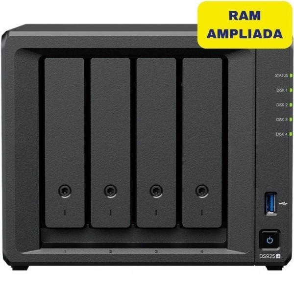 NAS Synology Diskstation DS925+/ 4 Bahías 3.5″- 2.5″/ 8GB DDR4/ Formato Torre