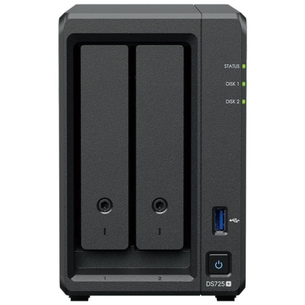 NAS Synology Diskstation DS725+/ 2 Bahías 3.5″- 2.5″/ 8GB DDR4/ Formato Torre